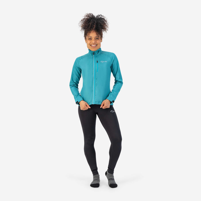 Rogelli Core hardloopjack dames blauw gedragen totaalshot.