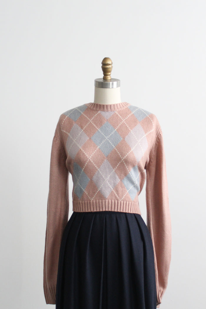 cropped argyle sweater