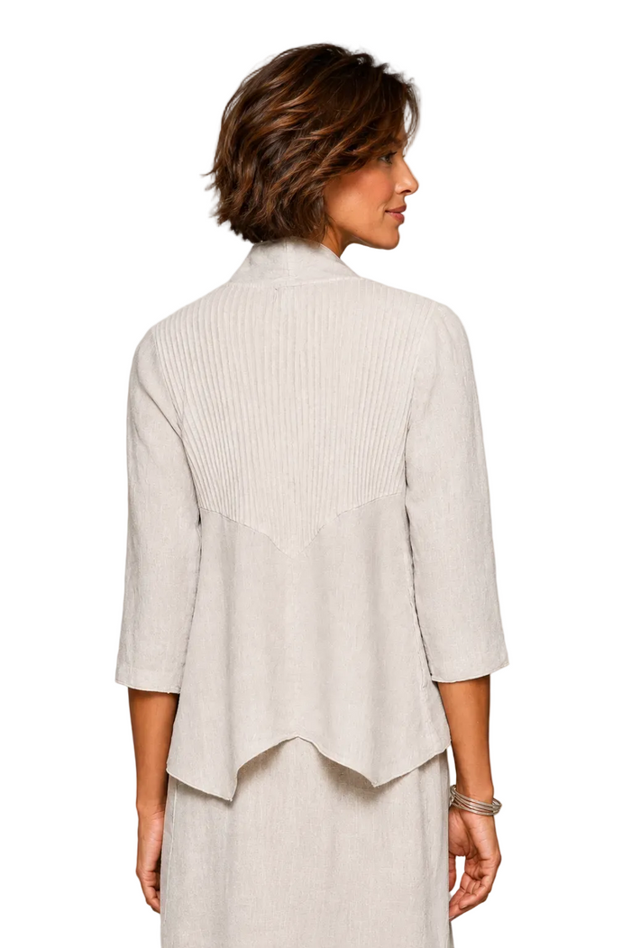 Cropped Linen Jacket in Oatmeal - 46803