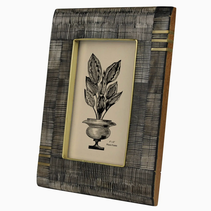 D Acacia, Chiseled Horn + Brass Frame 4" x 6"