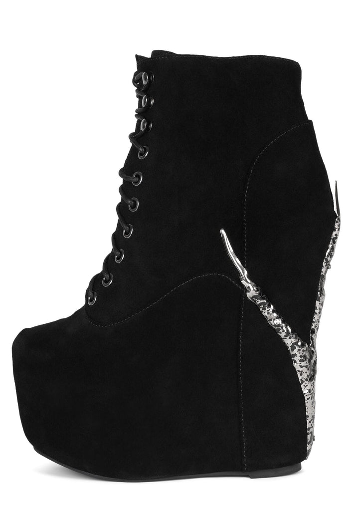 DAMSEL-CLW Jeffrey Campbell Platform Boots Black Suede Pewter