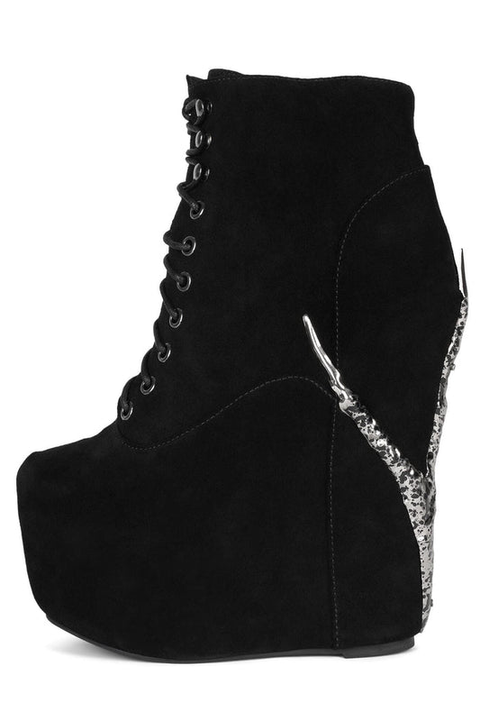 DAMSEL-CLW Jeffrey Campbell Platform Boots Black Suede Pewter