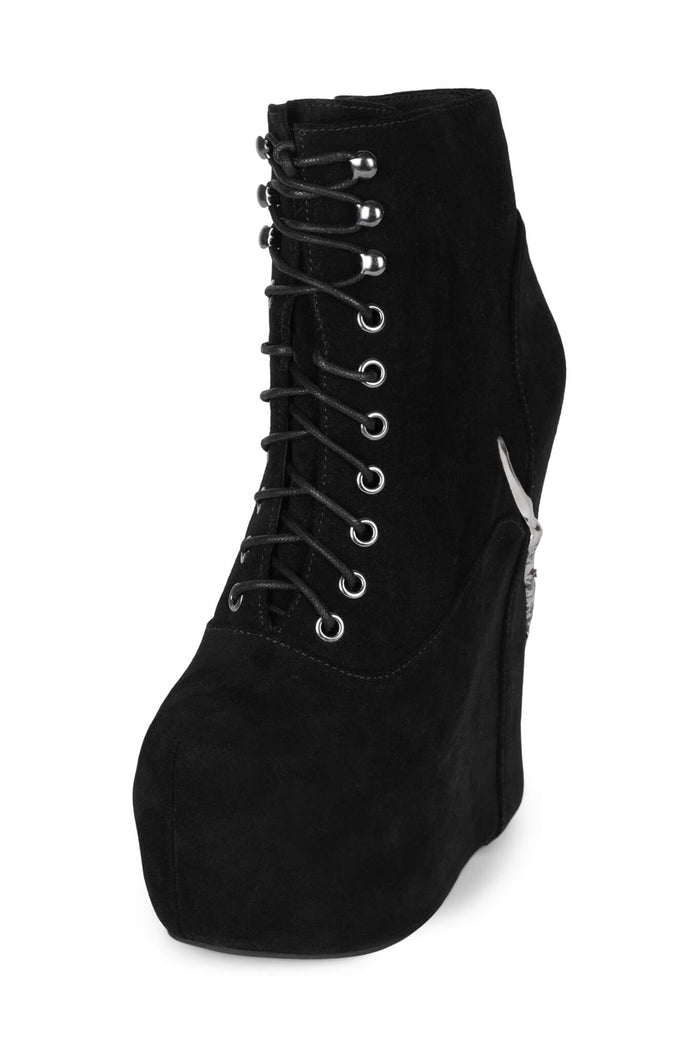 DAMSEL-CLW Jeffrey Campbell Platform Boots Black Suede Pewter