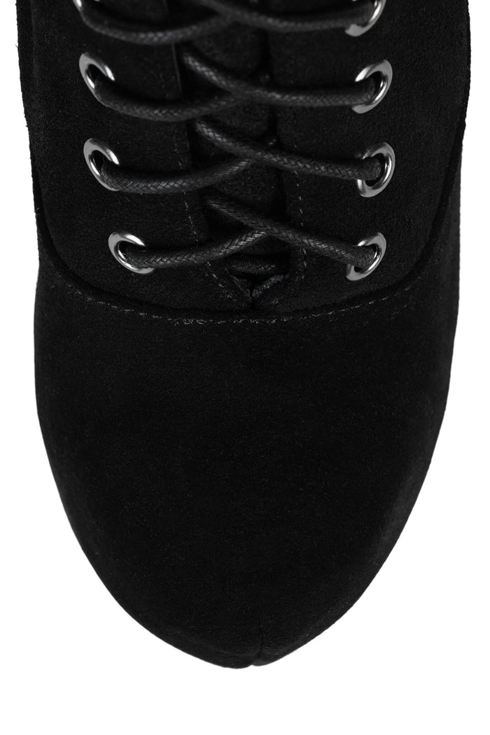 DAMSEL-CLW Jeffrey Campbell Platform Boots Black Suede Pewter