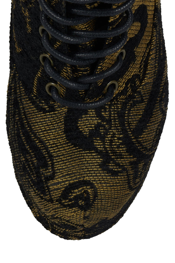 DAMSEL Jeffrey Campbell Platform Boot Black Brown Tapestry