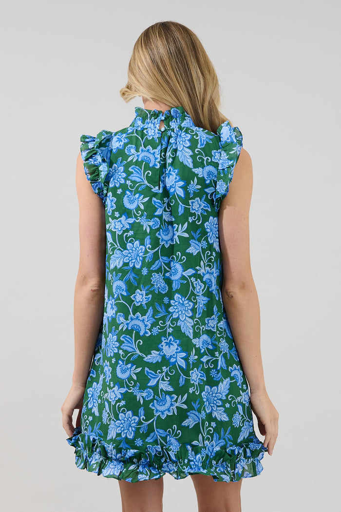 Damson Ruffle Shift Dress Cornflower