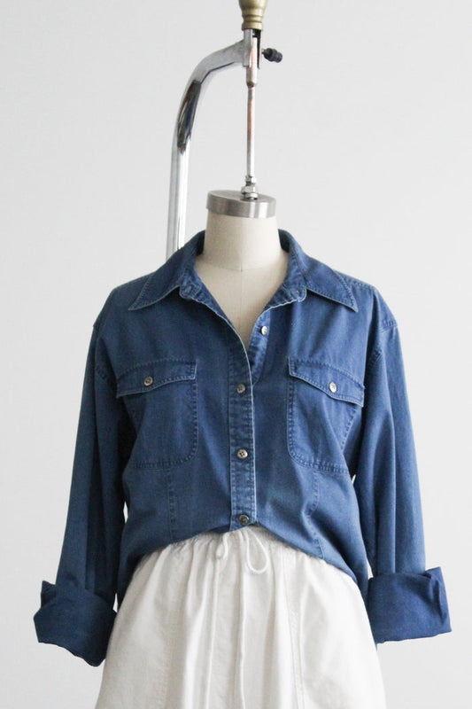 dark lagoon denim button up