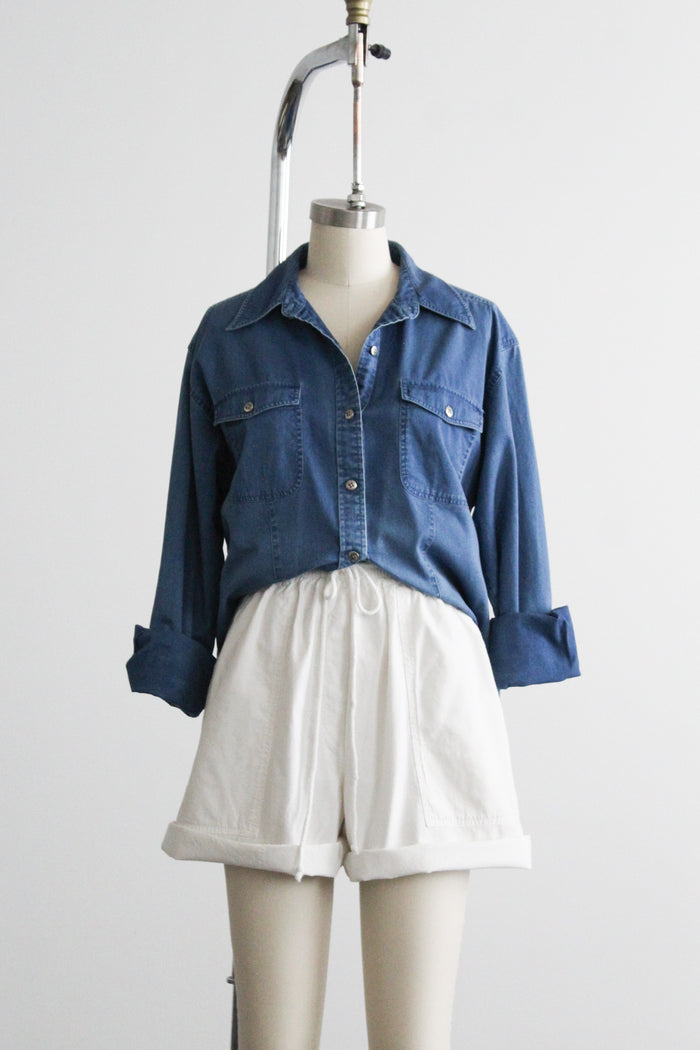 dark lagoon denim button up