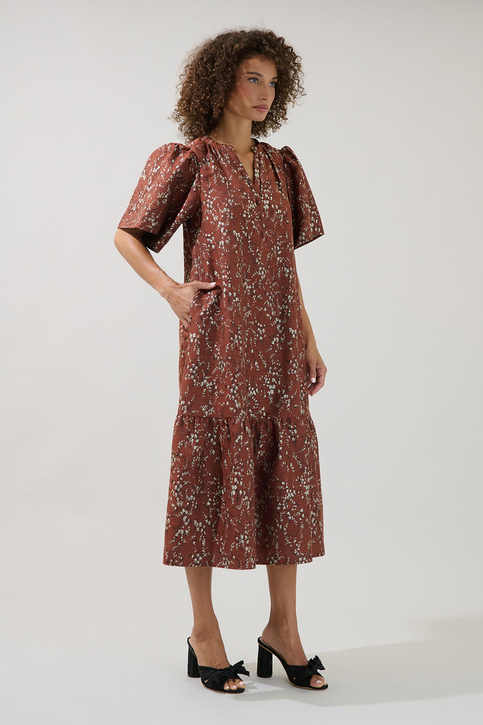 Darlean Jacquard Midi Dress Floral