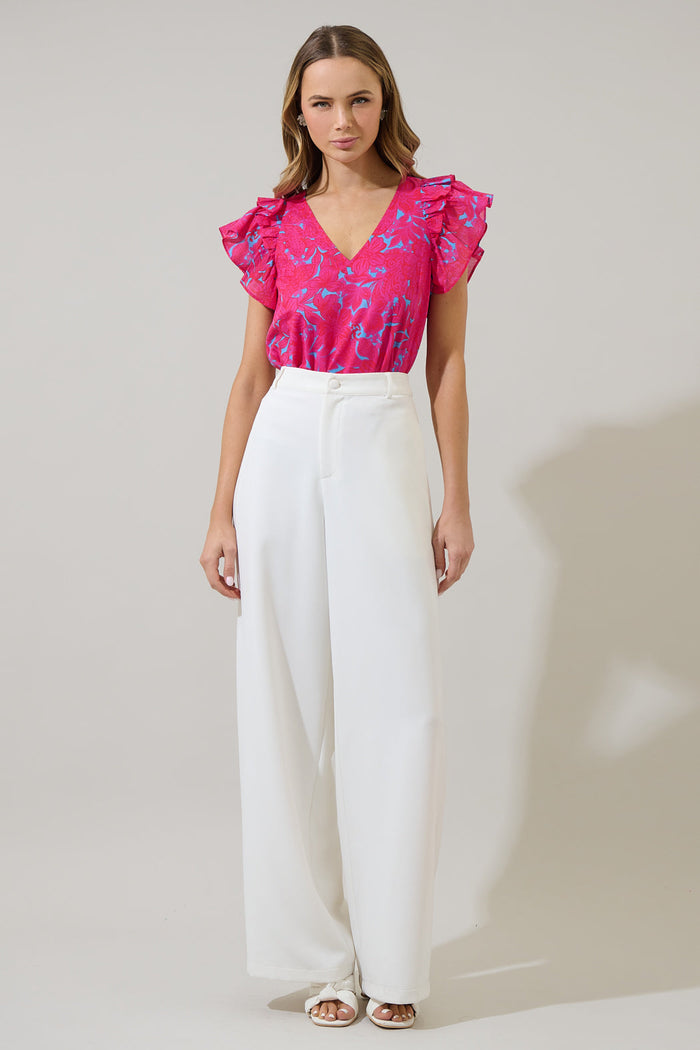 Delina Floral Tiffy Ruffle Top