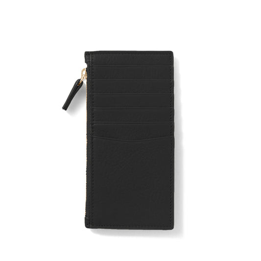 Devon Slim Zip Card Case Black Pebble
