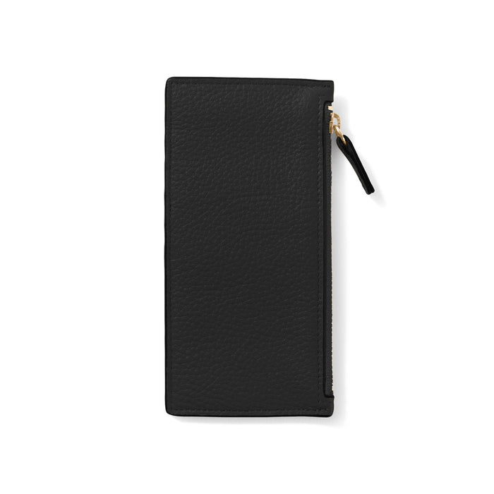 Devon Slim Zip Card Case Black Pebble