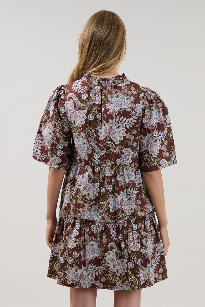 Dixie Split Neck Shift Dress Rustic
