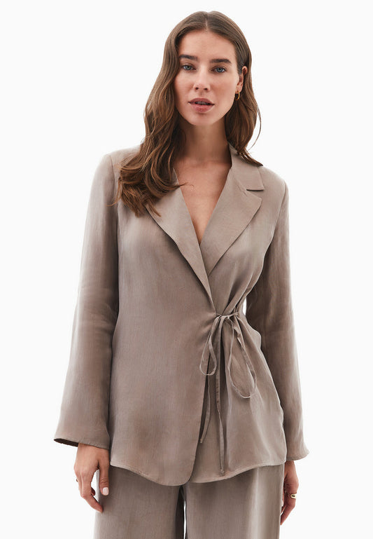 Double Breasted Blazer Jacket - DESERT TAUPE