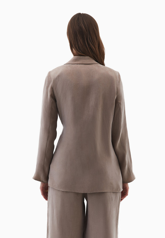 Double Breasted Blazer Jacket - DESERT TAUPE