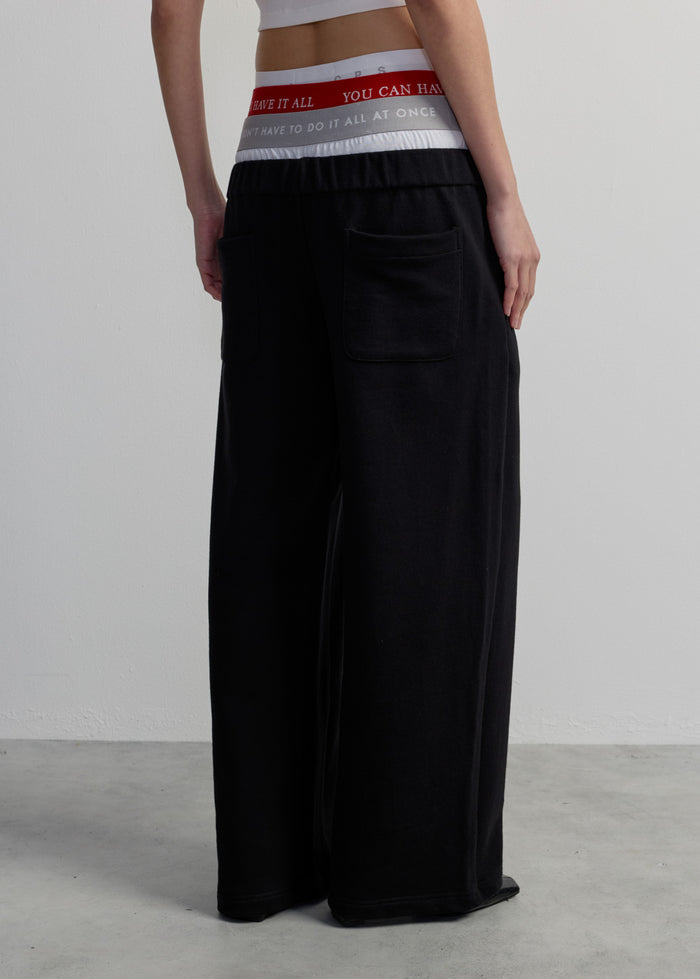 DOUBLE WAISTBAND STRAIGHT-LEG PANTS