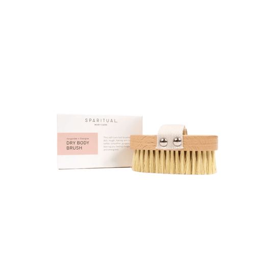 Dry Body Brush | Sparitual with natural bristles and wooden handle, designed for skincare and body care to enhance wellness and promote smooth, revitalized skin.