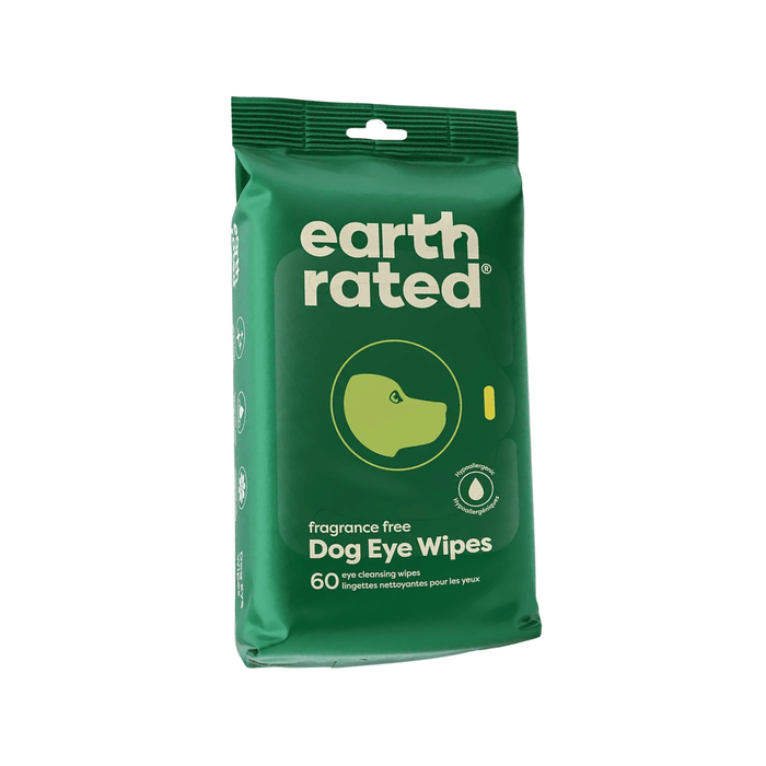 Earth rated green packet of eye wipes