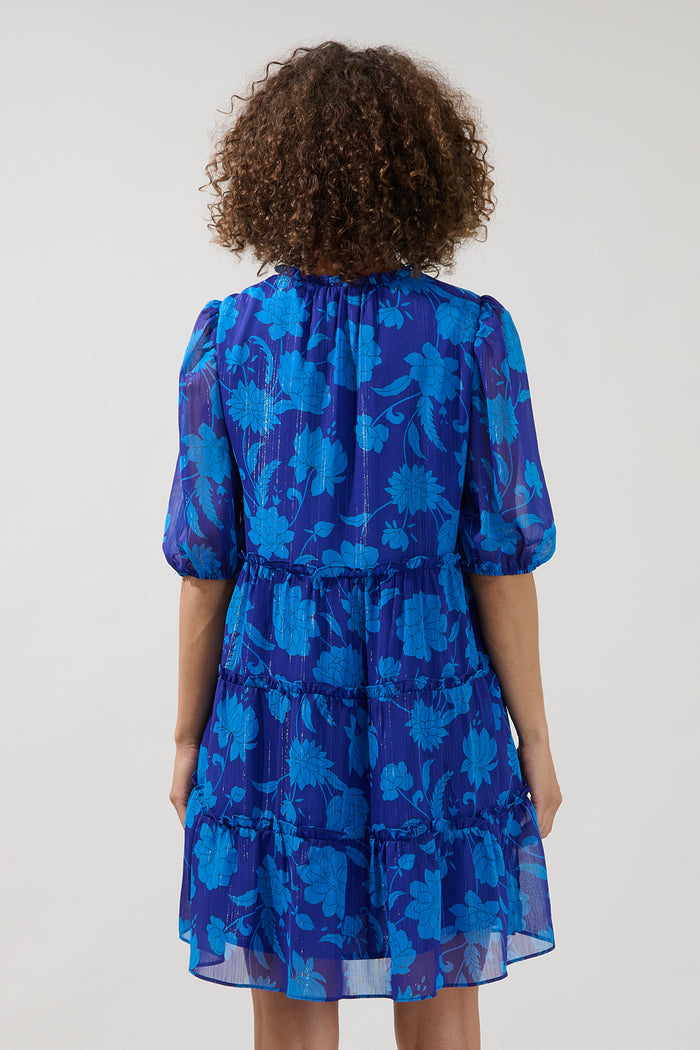 Elenia Tiered Shift Mini Dress Midnight