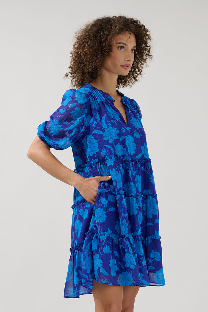 Elenia Tiered Shift Mini Dress Midnight