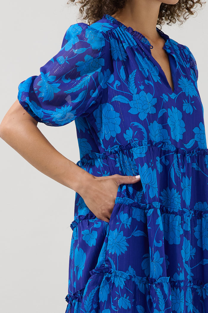 Elenia Tiered Shift Mini Dress Midnight