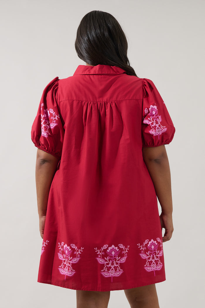 Elissa Button Down Mini Dress Rosewood Curve