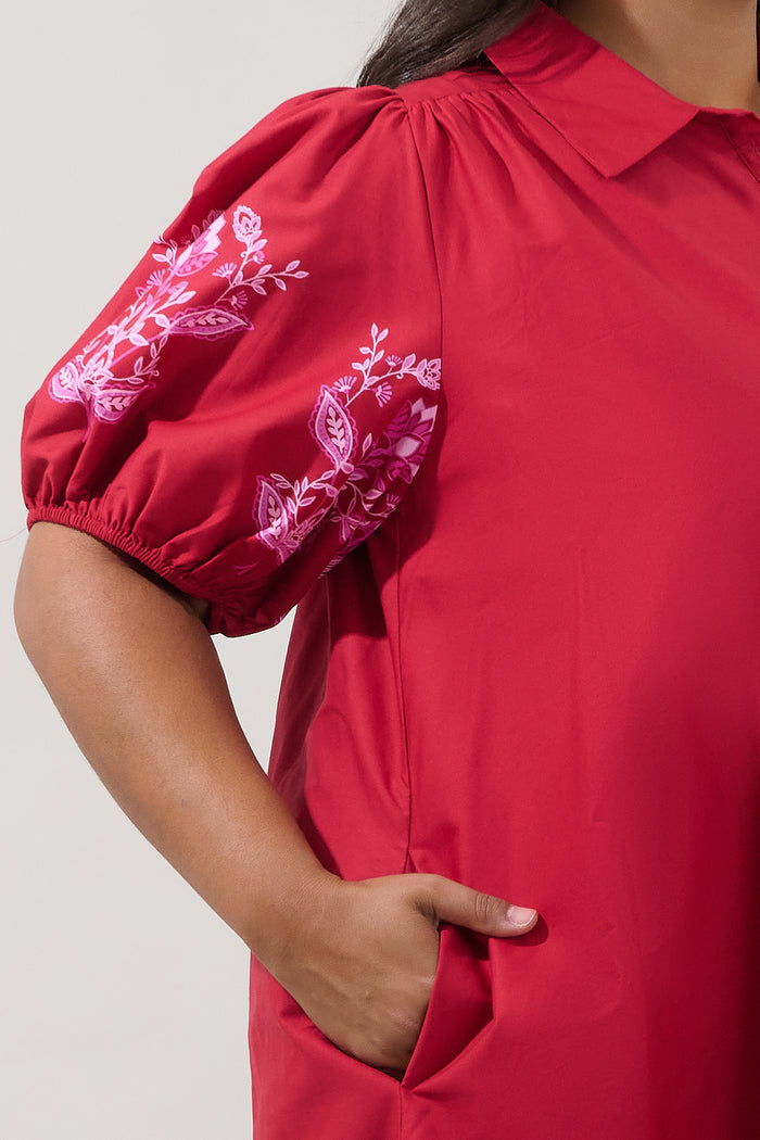Elissa Button Down Mini Dress Rosewood Curve