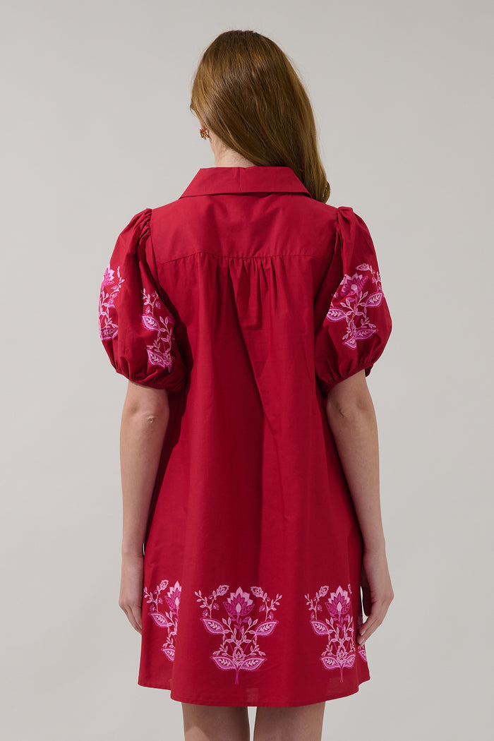 Elissa Button Down Mini Dress Rosewood