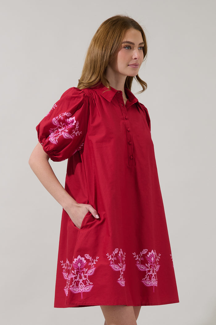 Elissa Button Down Mini Dress Rosewood
