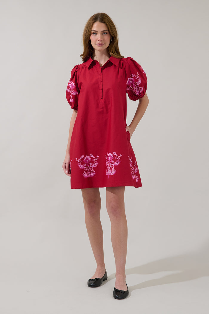 Elissa Button Down Mini Dress Rosewood