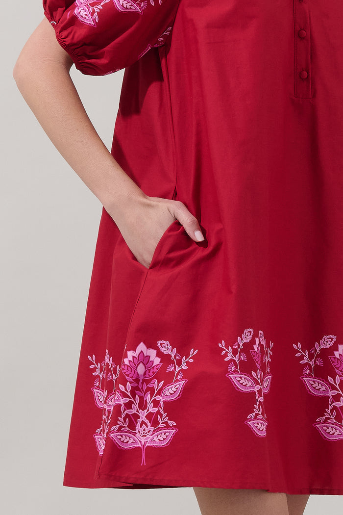 Elissa Button Down Mini Dress Rosewood