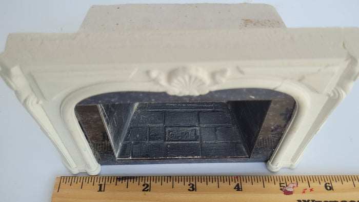 Faux Marble Fireplace with Black Brick Interior - As Is Condition