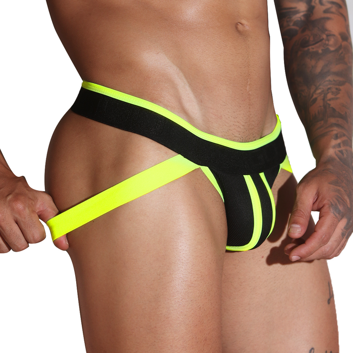Flux Yellow Jockstrap vista frontal de Gigo Underwear