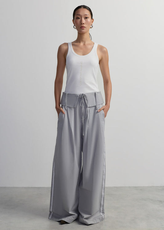 FOLD-OVER WAIST WIDE-LEG PANTS
