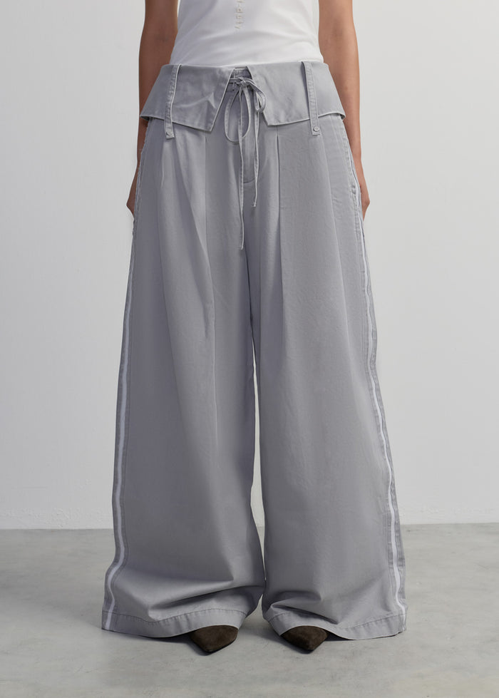 FOLD-OVER WAIST WIDE-LEG PANTS