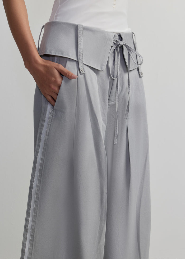 FOLD-OVER WAIST WIDE-LEG PANTS