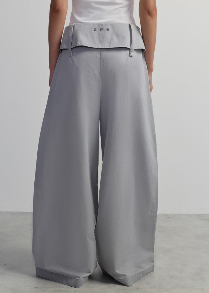 FOLD-OVER WAIST WIDE-LEG PANTS