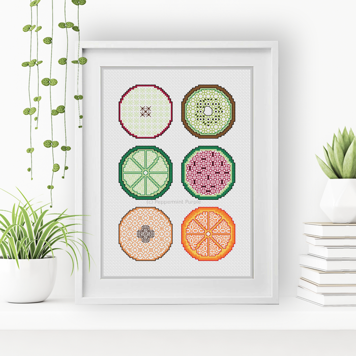 Fruit Coasters Blackwork Pattern by Peppermint Purple