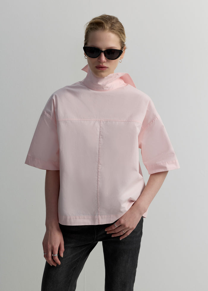 FUNNEL-NECK CAPE SHIRT