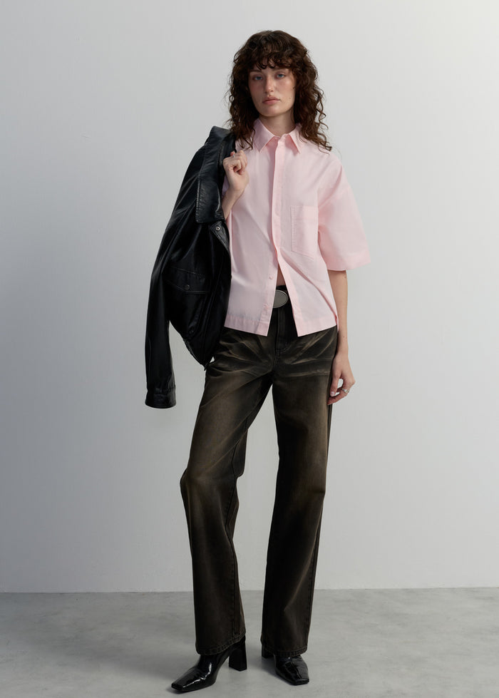 FUNNEL-NECK CAPE SHIRT