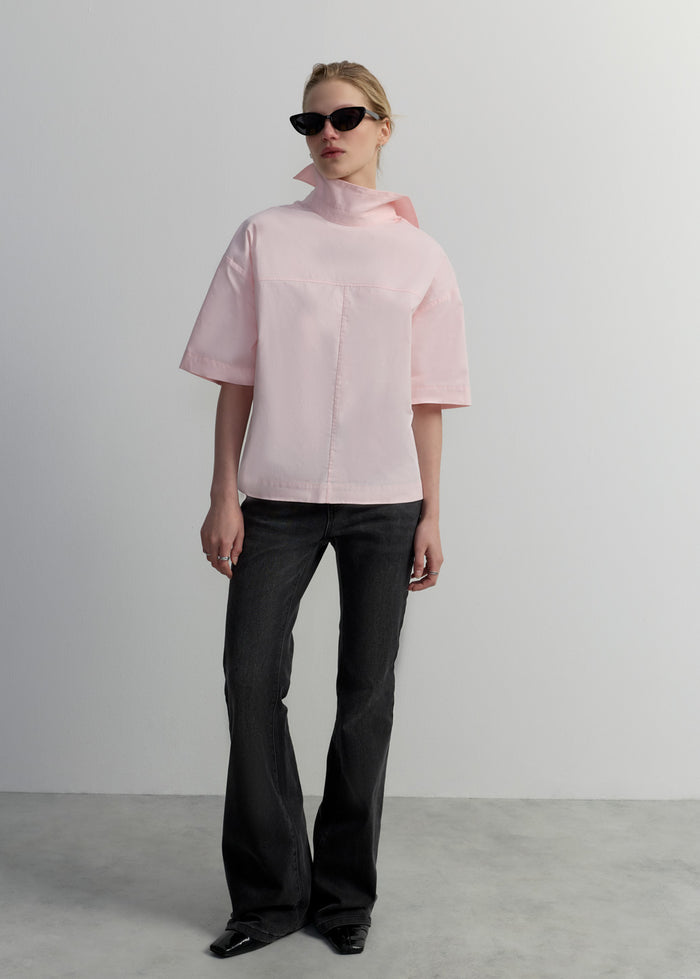 FUNNEL-NECK CAPE SHIRT