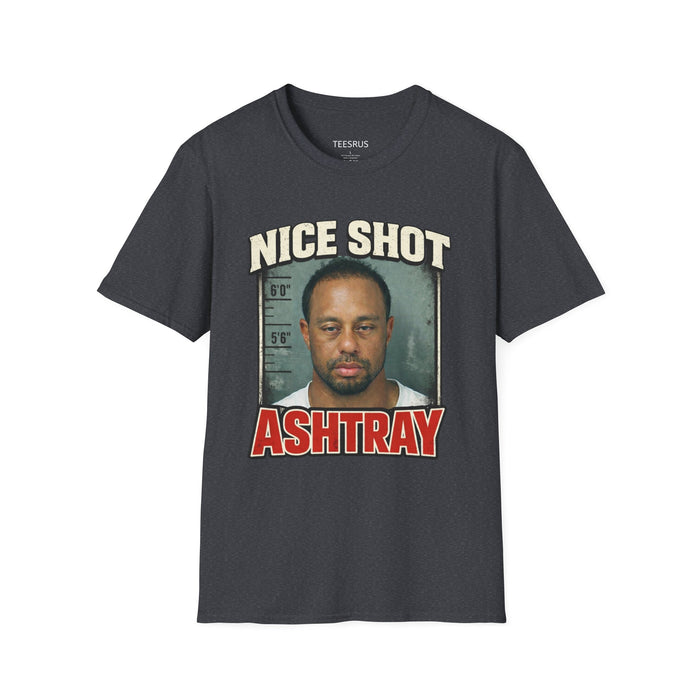 Funny Ashtray Mugshot T-Shirt – 'Nice Shot Ashtray' Graphic Tee