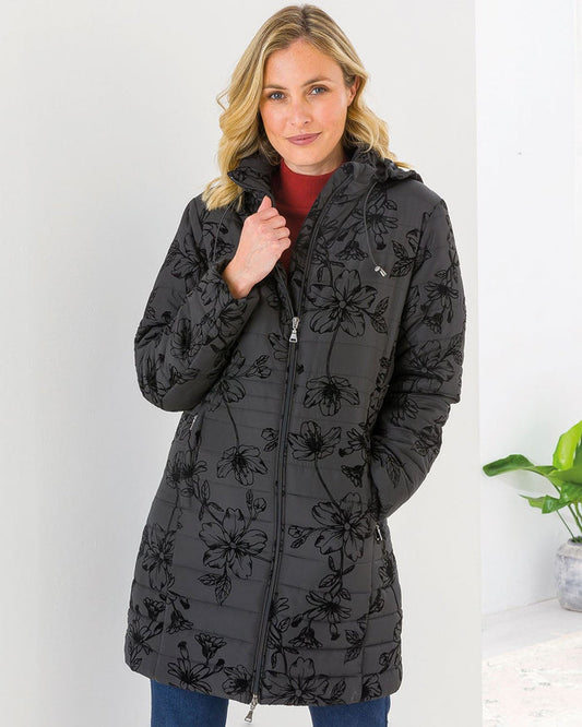 Gaynor Padded Floral 3/4 Length Coat - The Classic Boutique