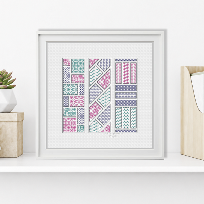 Geometric Bookmarks Blackwork Pattern by Peppermint Purple