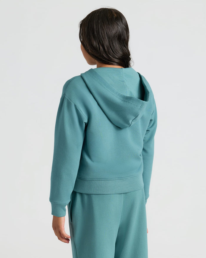 Girls Stormcloud Cropped Zip Hoodie & Relaxed Joggers from the back.