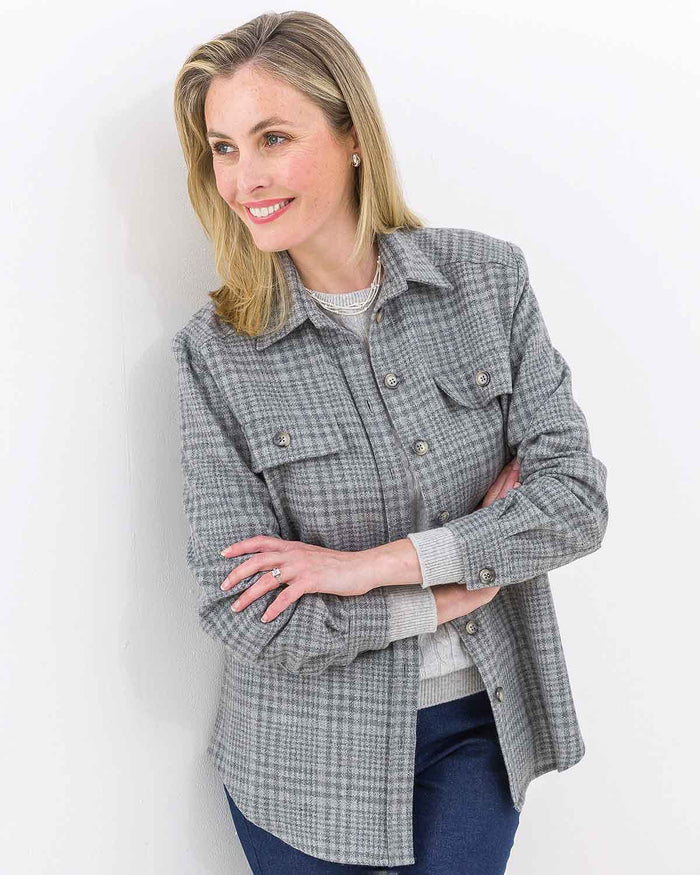 Glendale Checked Wool Blend Shirt Style Jacket - Image 1 - The Classic Boutique