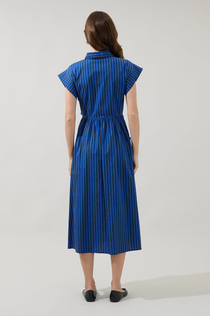 Grenola Button Up Midi Dress Stripe