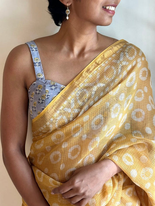 Grey printed sleeveless blouse