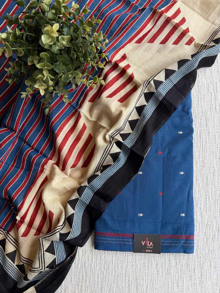 Handloom suit set with cotton dupatta