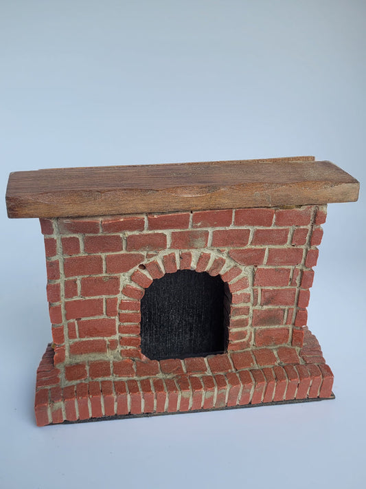 Handmade Brick Fireplace with Wooden Mantle